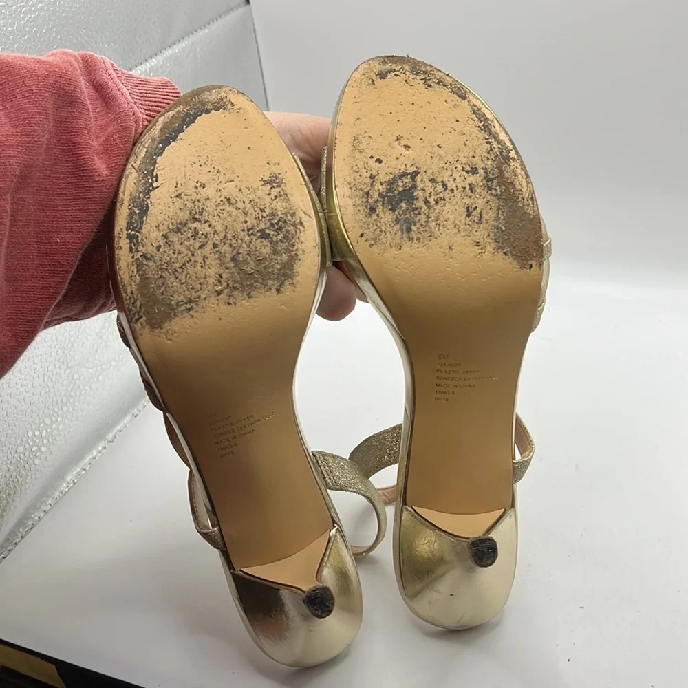I Miller Beautiful Shoes Heels Strappy Sandals Gold Glitter Shimmer Womens 8 M